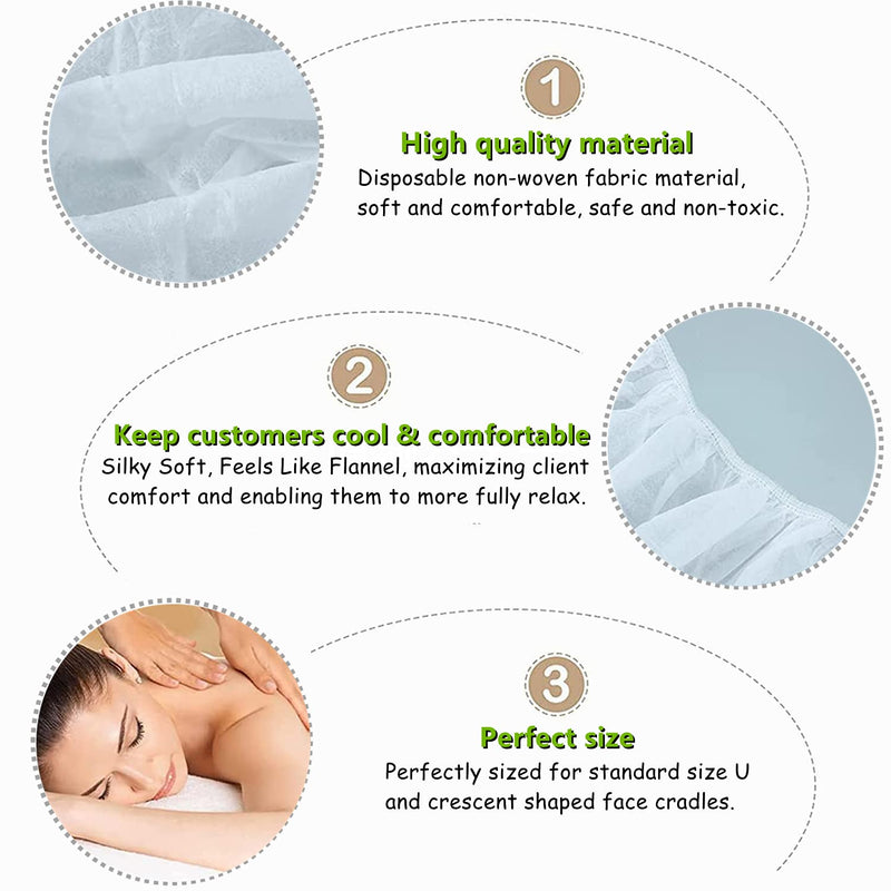50 Pieces Breathable Disposable Headrest Covers Face Cradle Covers Ultra Soft Non Woven Fabric Face Rest Covers for Massage Tables Beauty Spa Salon Bed, Universal Size 14.17 x 13�/ 36 x 33cm 50pcs-white - BeesActive Australia