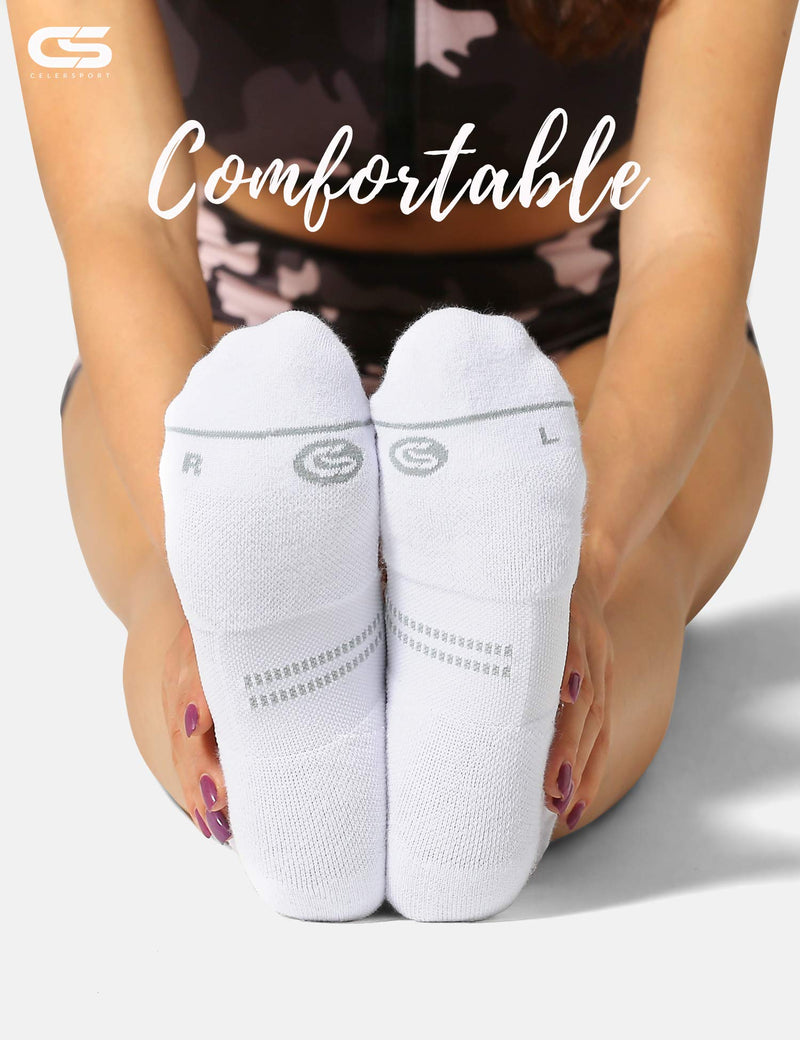 6 Pack Women's Ankle Running Socks Cushioned Low Cut Tab Athletic Socks White Medium - BeesActive Australia