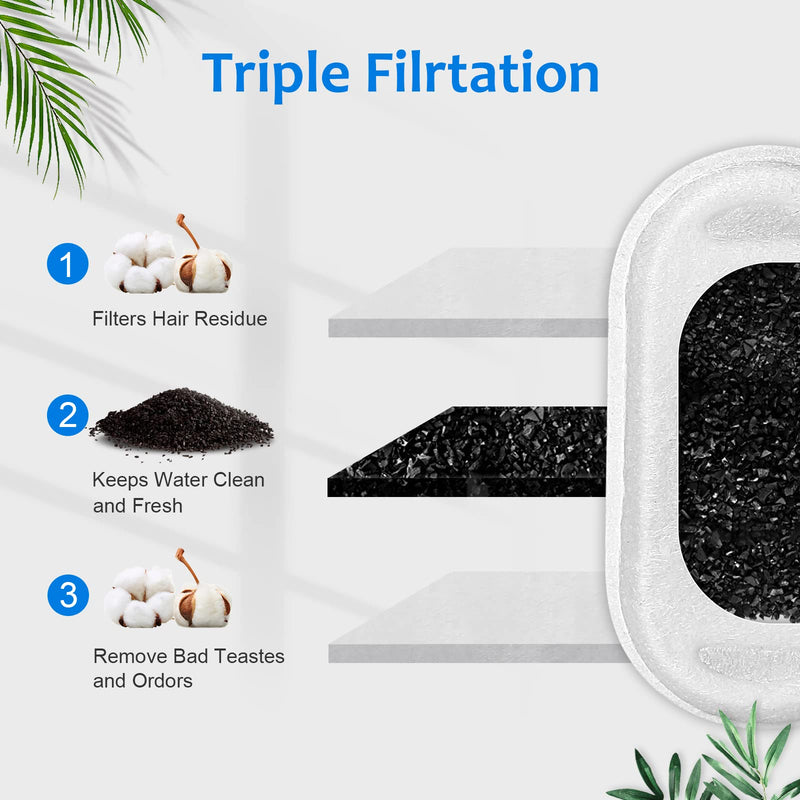 Cat Water Fountain Filters, Cat Fountain Filter Replacement for 67oz/2L Pet Water Fountain Stainless Steel, Dog Water Fountain 8 Replacement Filter&8 Sponge Filter - BeesActive Australia
