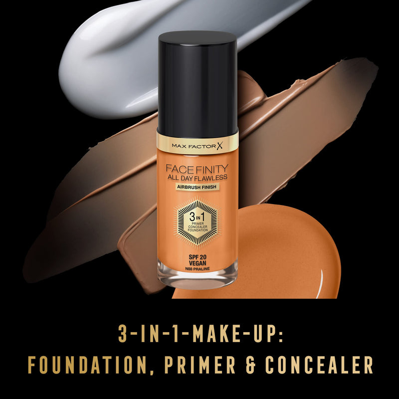 Max Factor Facefinity 3-in-1 All Day Flawless Liquid Foundation, SPF 20 - 55 Beige (Packaging May Vary) - BeesActive Australia