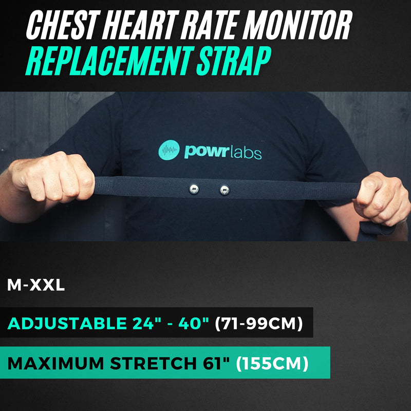 Heart Rate Monitor Replacement Strap, Heart Rate Monitor Chest Strap Replacement Band Compatible with Wahoo Tickr Polar H7 Garmin HRM Coospo - Heart Rate Monitor Strap Replacement (Powr Labs, M-XXL) - BeesActive Australia