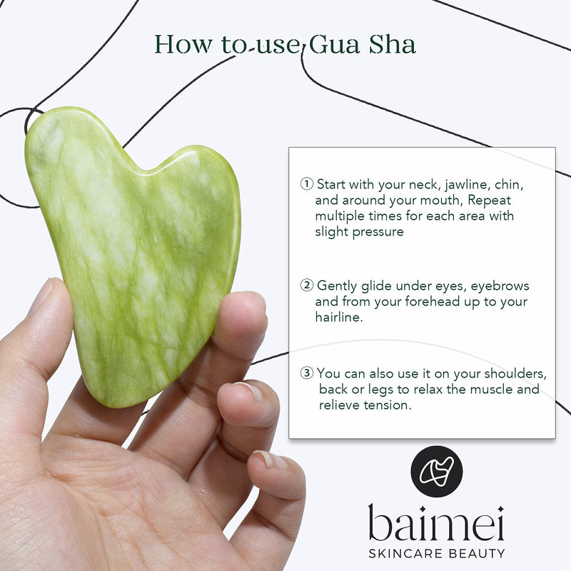 BAIMEI Jade Roller and Gua Sha Tool, Facial and Neck Massager, Gua Sha Soothes, Calms and Relaxes The Skin, Eliminates Eye Puffiness - BeesActive Australia
