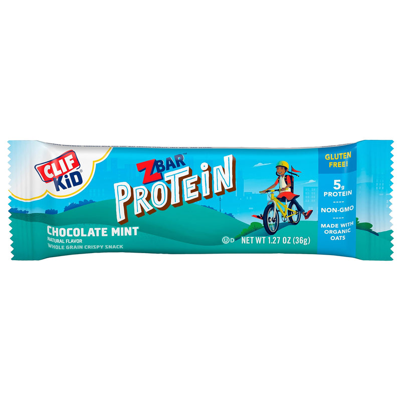 CLIF Kid Zbar Protein - Chocolate Mint - Crispy Whole Grain Snack Bars - Made with Organic Oats - Non-GMO - 5g Protein - 1.27 oz. (15 Pack) - BeesActive Australia