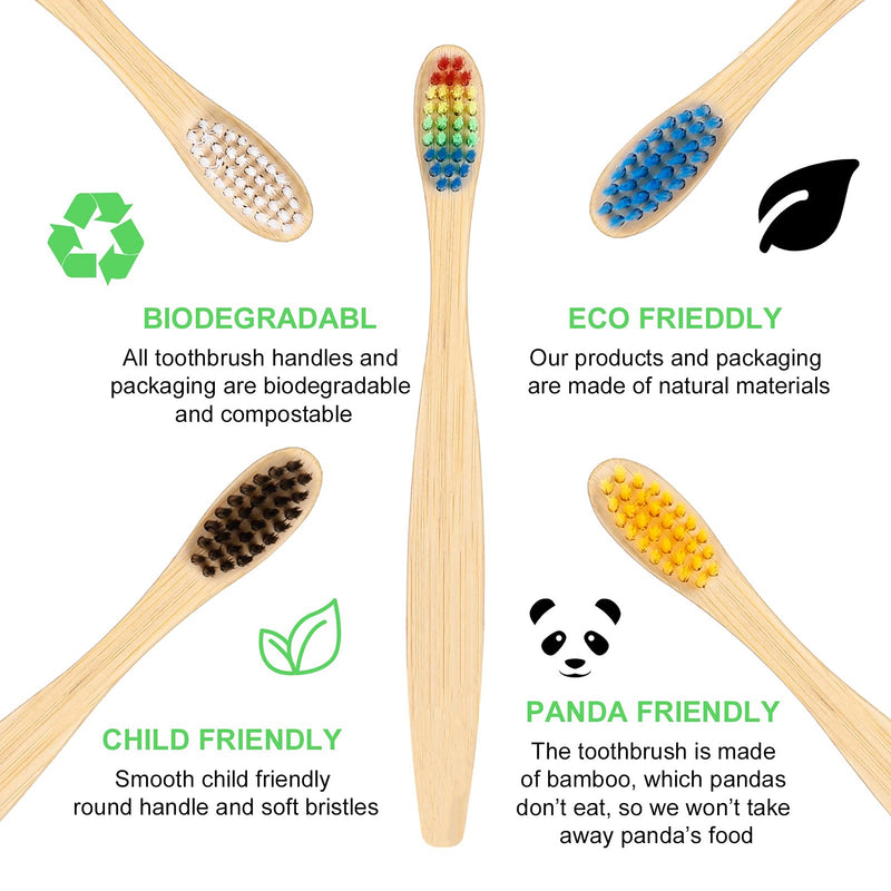 Yorgewd Children's Bamboo Toothbrush | 10 Pack Soft Bristles | Biodegradable Wooden Handle | Eco-Friendly Toothbrush for Kids BPA Free - BeesActive Australia