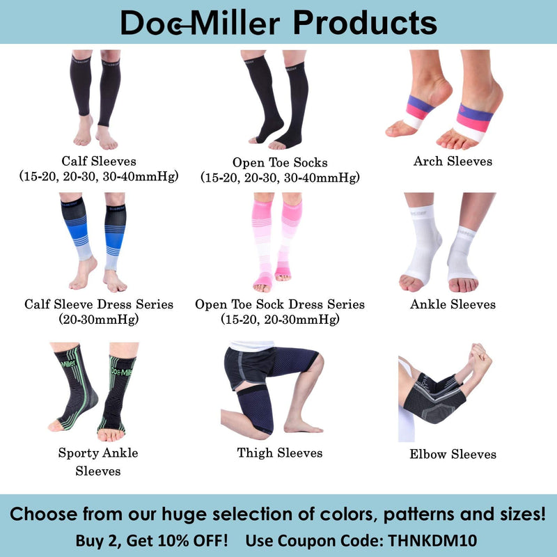 Doc Miller Ankle Compression Sleeve For Achilles Tendonitis & Plantar Fasciitis Relief, Recover Sports Injury and foot Joint Swelling - 1 Pair Large Green Color 20-30 mmHg Toeless Foot Compression Sleeve - BeesActive Australia