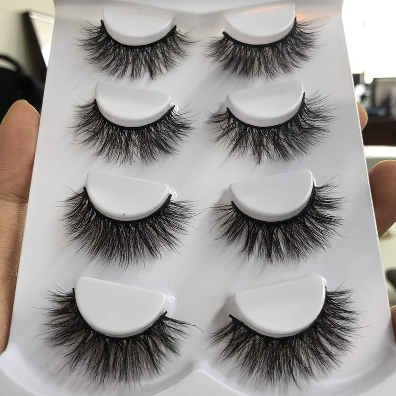 3D Faux Mink Eyelashes Pack, Fake Eyelash Fluffy Volume Natural Cross Lashes Soft Handmade Wispy Eye Makeup K - BeesActive Australia