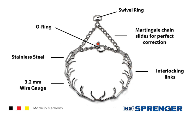 Herm Sprenger Stainless Steel Prong Dog Training Collar with Swivel Ultra-Plus Pet Pinch Collar No-Pull Collar for Dogs Made in Germany 3.2mm x 23in Medium 23in (58cm) x 3.2mm - BeesActive Australia