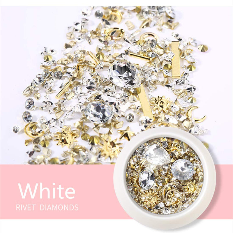 editTime 6 Wheels Mixed Sparkle Nail Art Rhinestones Diamonds Crystals Beads Artificial Pearls and Gold Silver Nail Studs Gems Metal Rivets Charms Hollow Moon Star Shaped (Micro mini stones kit) Micro mini stones kit - BeesActive Australia