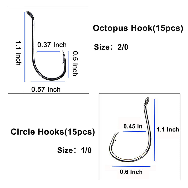 [AUSTRALIA] - Hook Snap Swivel Sinker Assortment 110Pcs Fishing Tool Assortment Terminal Tackle Baitholder Hooks Octopus Hook Circle Hooks Sinker 