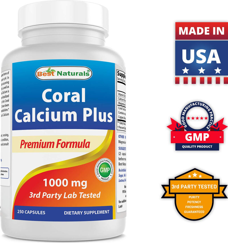 Best Naturals Coral Calcium Plus 1000 mg 250 Capsules (250 Count (Pack of 1)) 250 Count (Pack of 1) - BeesActive Australia