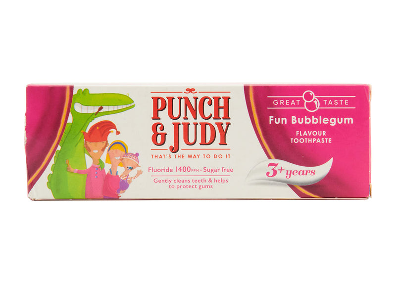 Punch & Judy - Fun Bubblegum Flavour Toothpaste, Fluoride 1,400 ppm, 3+ Years, Sugar Free, 50ml 79 g (Pack of 1) - BeesActive Australia