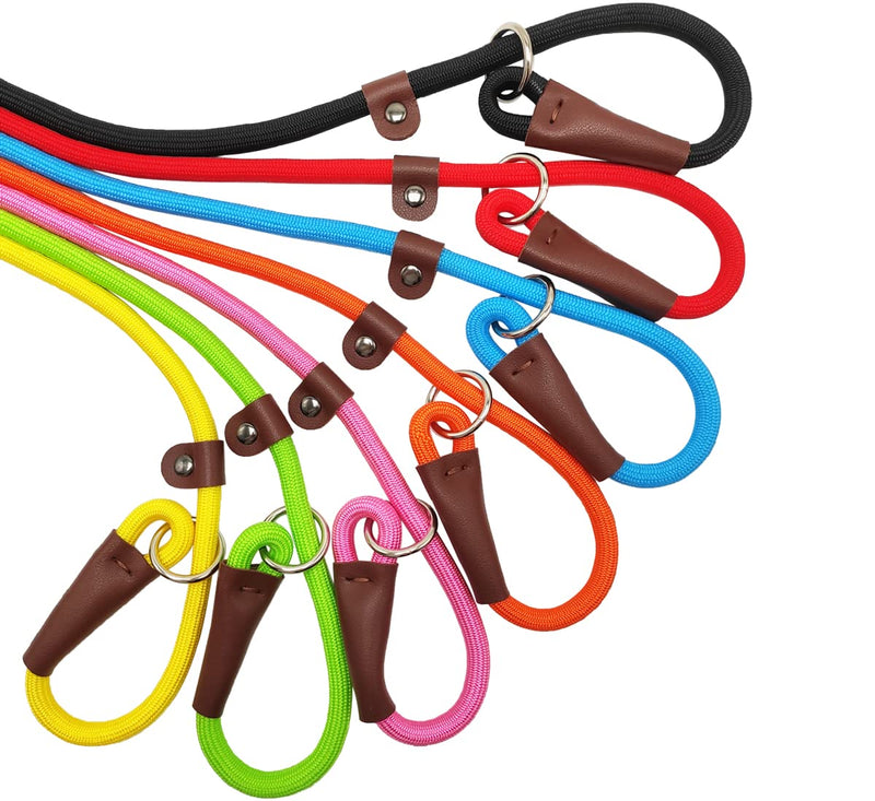 SEPXUFORE Rope Slip Lead Dog Leash, Heavy Duty 1/2” by 5ft Solid Colors 7+ Climbing Nylon Round Dog Training Leash, No Pull Dog Lead Great for Medium and Large 1/2" x 5ft black - BeesActive Australia