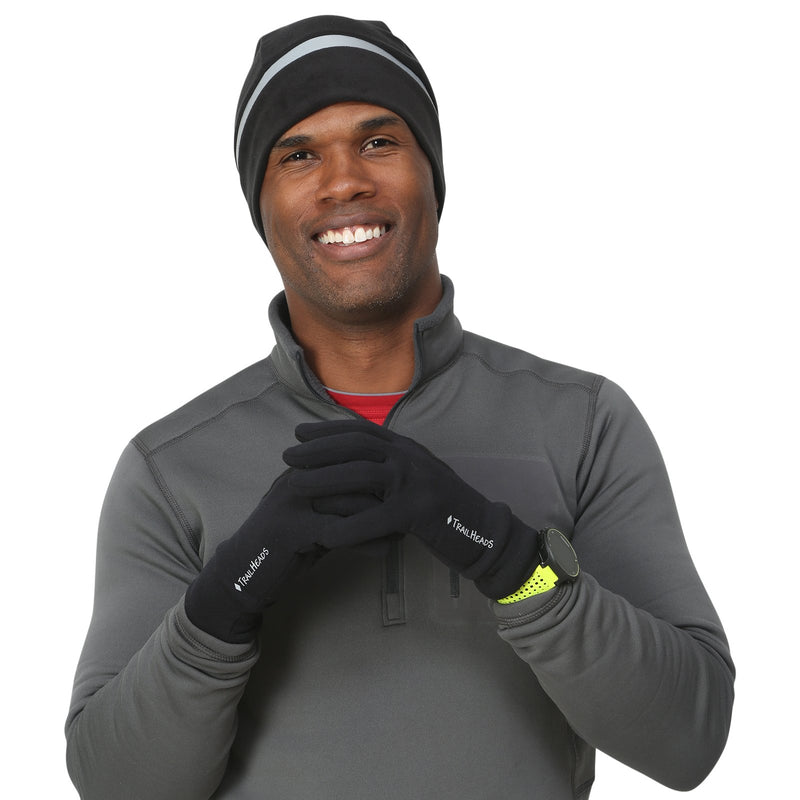 [AUSTRALIA] - TrailHeads Men’s Running Gloves - Black Touchscreen Gloves - Power Stretch Lightweight Gloves Large 