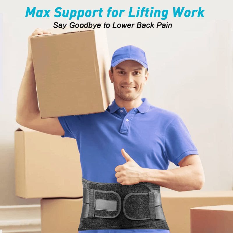 Back Brace for Men Lower Back - 2023 Lumbar Support Back Support Belt for Men and Women Lower Back Pain Relief, Herniated Disc, Sciatica, Scoliosis, Max Support with Steel Stays for Heavy Lifting M(33.5"-43") - BeesActive Australia