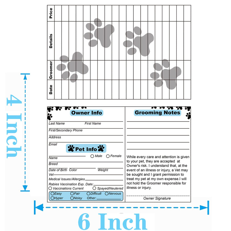 Dog Grooming Cards Groomer Information Check-in Cards for Pet Dog and Cat 4 x 6 Inch Groomer Client Profile Service Record Clip Card for Professional Pet and Cat Groomers, Kennel Care 50 Pack - BeesActive Australia