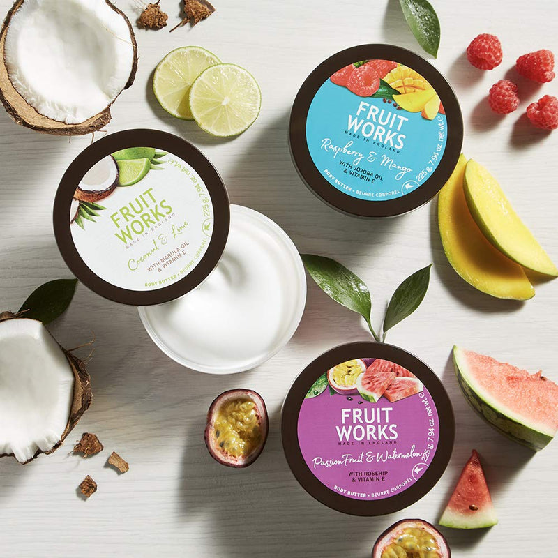 Fruit Works Coconut & Lime Cruelty Free & Vegan Body Scrub With Natural Extracts 1x 225ml - BeesActive Australia
