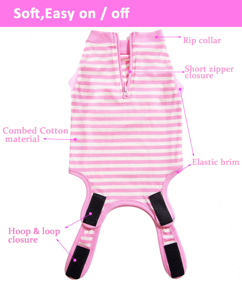 Wabdhally Dog Surgery Recovery Suit,Surgical Suit for Dogs Small Medium Large Female Spay Male Neuter,Combed Cotton,Striped Pink Blue Grey Recovery Suit Pink-White Striped - BeesActive Australia