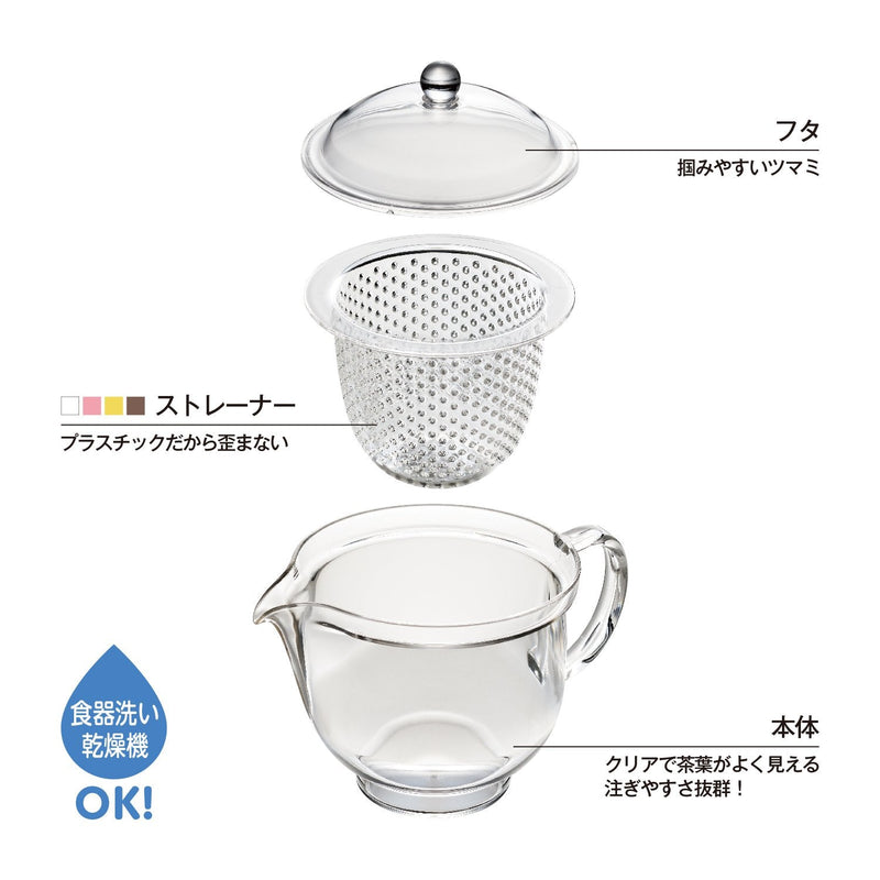 Akebono Sangyo TW-3717 Lightweight and Unbreakable Teapot, 16.2 fl oz (480 ml), Tritan Resin, Clear Teapot, L Size, Made in Japan 2人分 480ml - BeesActive Australia