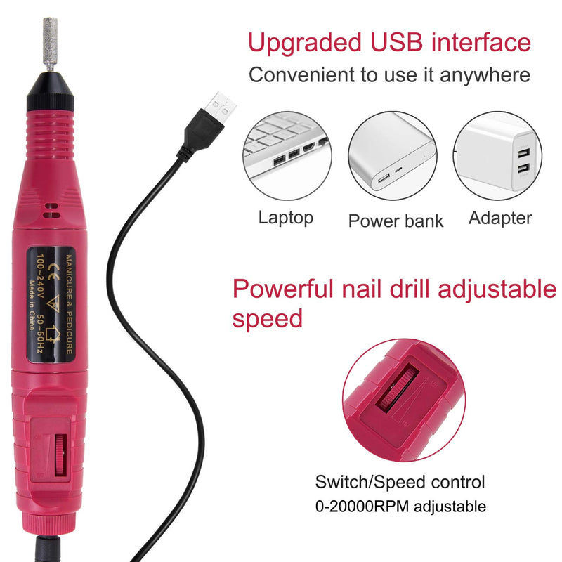 Boobeen 48W LED Nail Lamp with Portable Electric Nail Drill Kit - 6 Pieces Changeable Drills - Acrylic Nail Lamp Tools White - BeesActive Australia