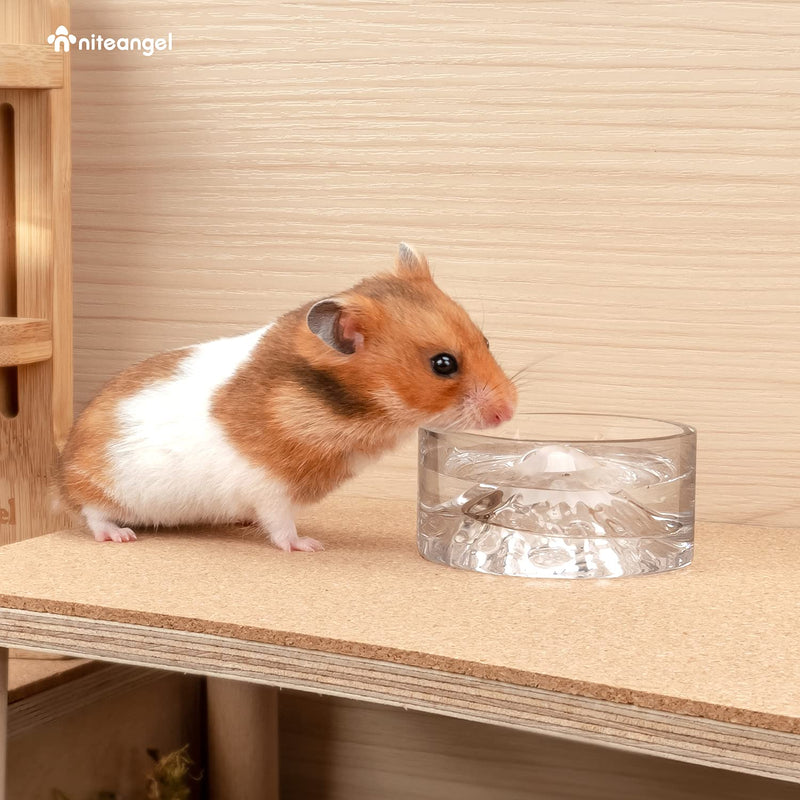Niteangel Hamster Feeding & Water Bowls: - Mount Fuji Series Glass Drinking Bowls for Dwarf Syrian Hamsters Gerbils Mice Rats or Other Similar-Sized Small Pets White - BeesActive Australia