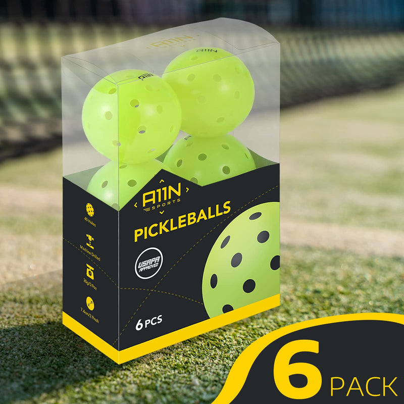 A11N S40 Outdoor Pickleball Balls- USAPA Approved, 6/12/50-Pack, Neon Green - BeesActive Australia