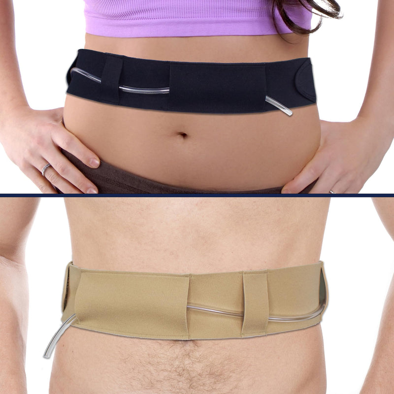 Peritoneal Dialysis Tube Belt - Slim, Soft and Stretchy PD Catheter Belt - Safe for Skin - Made in The UK - Peg Tube Supplies - Medical Peritoneal Dialysis Accessories (Large - 37″-50″, Beige) Large - 37″-50″ - BeesActive Australia