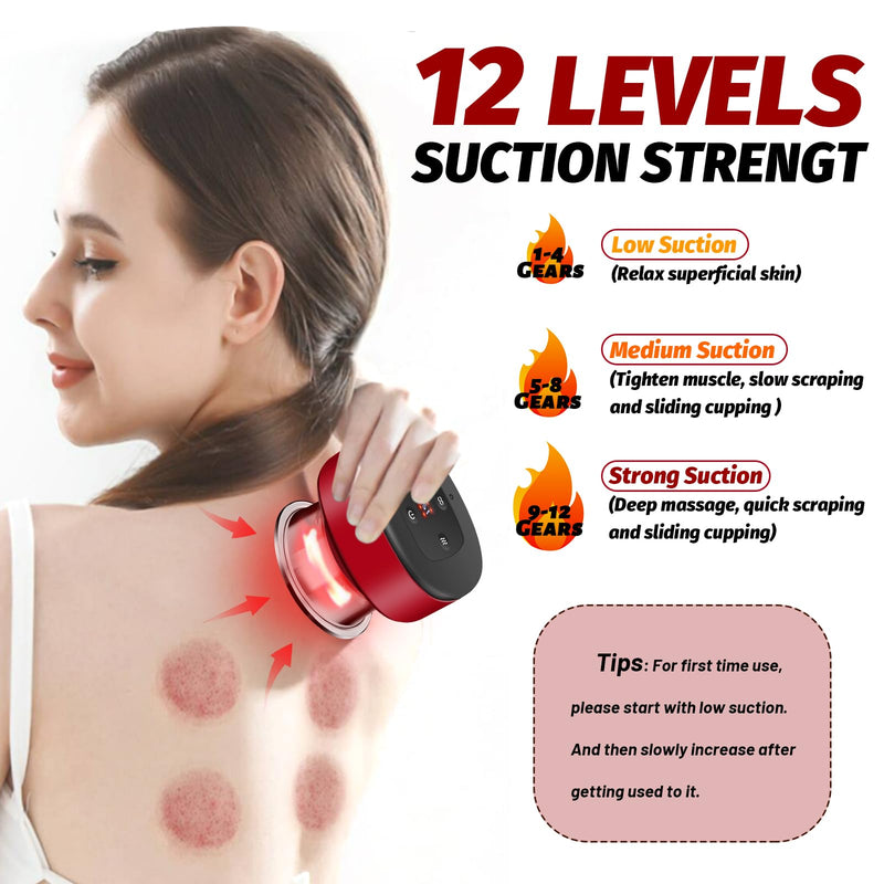 Electric Cupping Set Victop 4 in 1 Vacuum Cupping Massager Machine Smart Cupping Therapy Massager Rechargeable Cups Scraping Tools with 12 Adjustable Suctions Temperatures for Muscle Pain Relief - BeesActive Australia