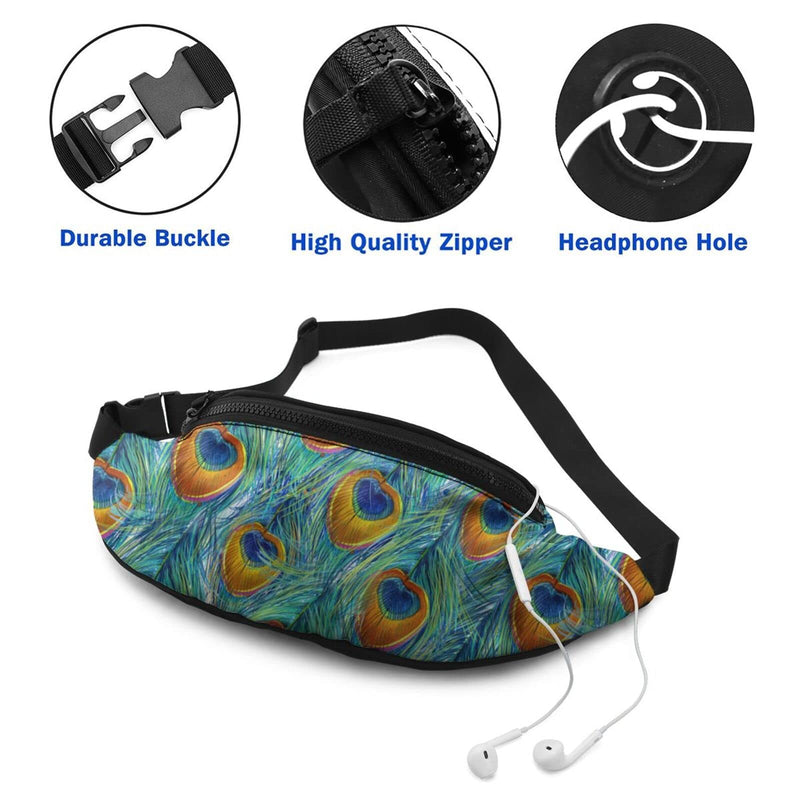 Peacock Fanny Pack For Men Women,With Adjustable Zipper Lightweight Strap Waist Pack For Casual Running Hiking Peacock - BeesActive Australia