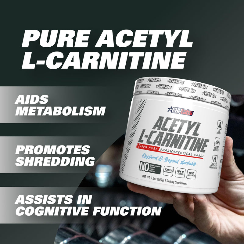 EHPlabs Acetyl L Carnitine Powder, Supports Natural Energy Production, Supports Metabolism, Assists in Healthy Brain Function, Supports Heart Health, Vegan, Gluten Free, Non GMO, 100 Serving, 500g - BeesActive Australia