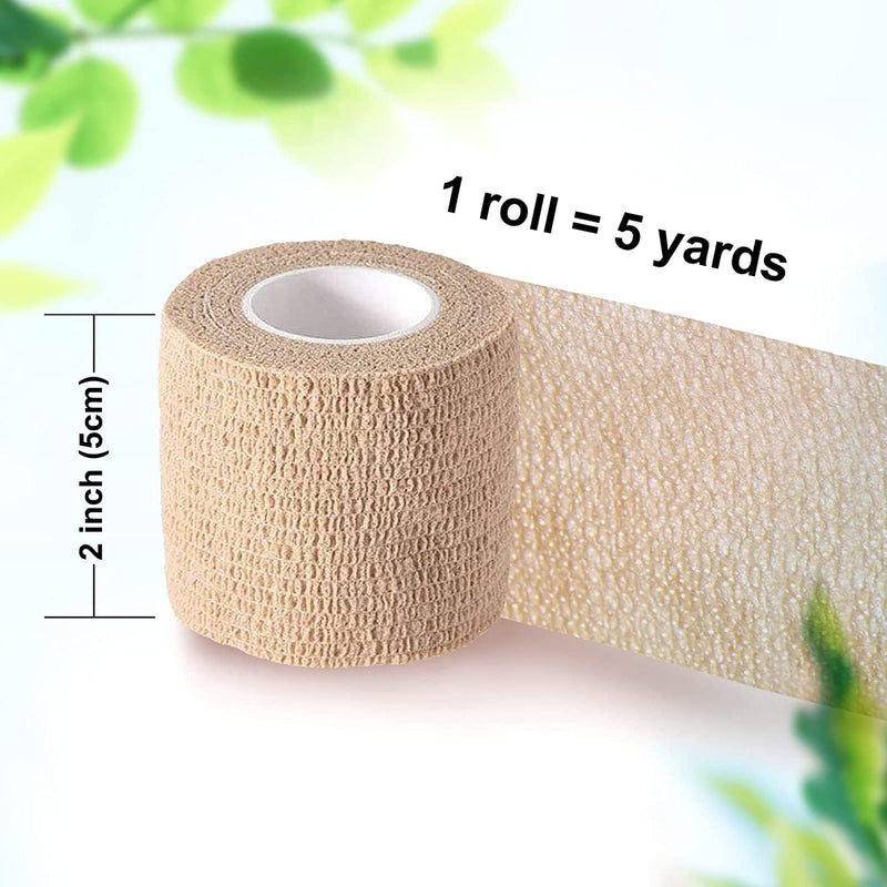 Self Adhesive Bandage Wrap, 12 Pack, 2 Inch x 5 Yards, Self Adherent Cohesive Wrap Bandages, Medical Bandage Wrap, Elastic Self Adhesive Tape, Sports wrap Tape for Stretch Athletic, Wrist, Ankle - BeesActive Australia