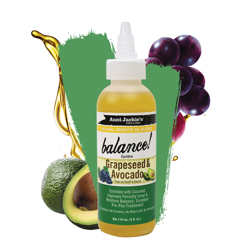 Aunt Jackie's Growth Oil Grape Seed & Avocado, 4 Oz Balance - BeesActive Australia