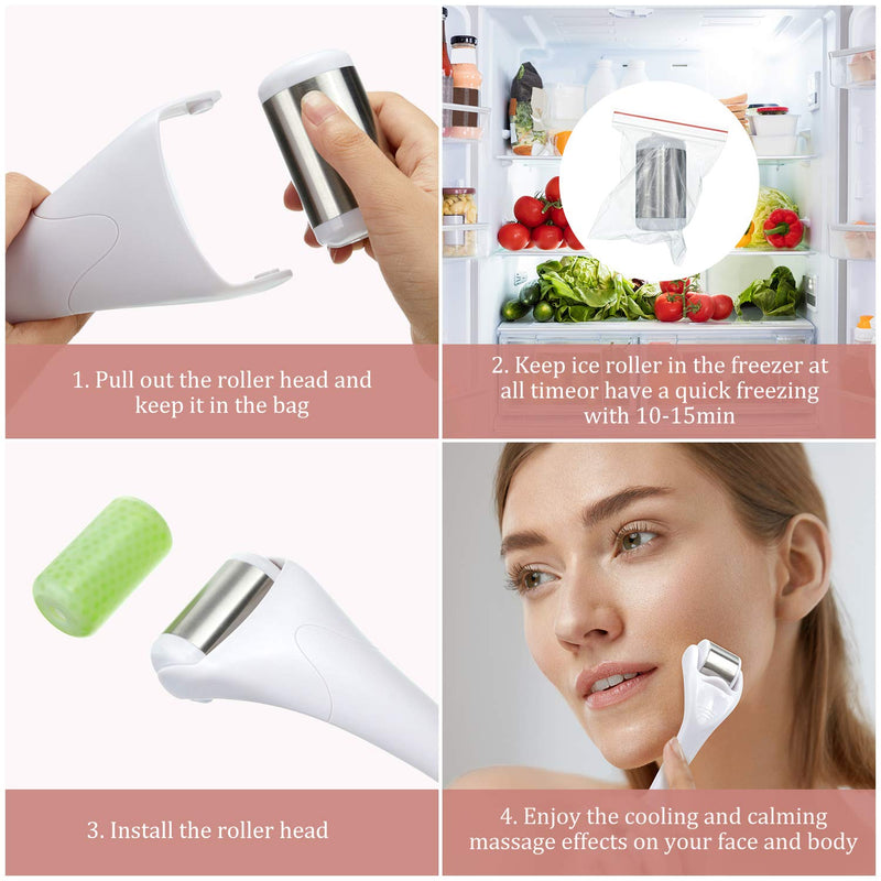3 Pieces Ice Face Roller Set Include 2 Pieces Stainless Steel Face Roller Massager Ice Skin Roller Body Massager Roller Steel Wheel with 1 Piece ABS Wheel Roller Good Gift for Women and Mother, 2 Size - BeesActive Australia