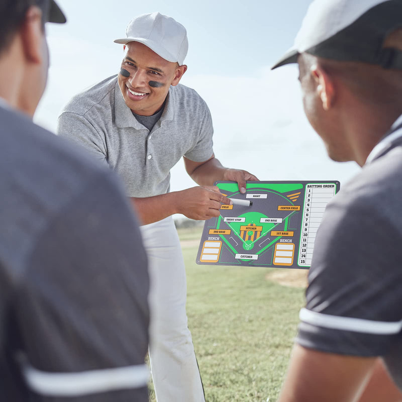 Sherr 15.7'' x 12'' Magnetic Dugout Board Baseball Magnetic Line Up Board with 60 Lineup Cards, 4 Erasable Marker Pens and 3 Hanging Fence Hooks for Dugout Baseball Coaching Accessories Dugout Display - BeesActive Australia