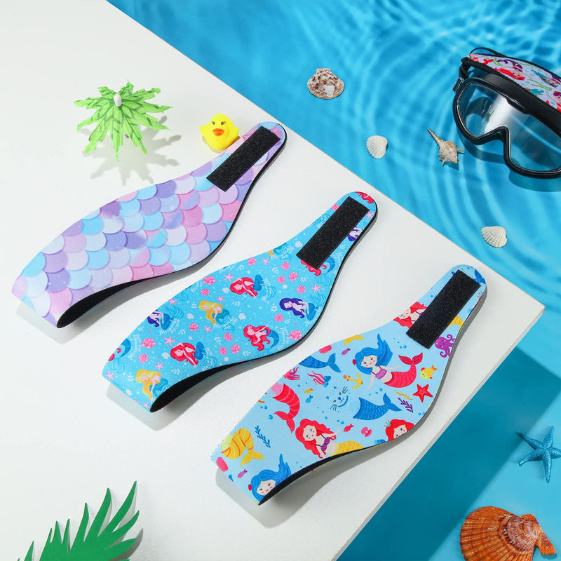 6 Pieces Waterproof Swimming Headband Kids Adults Wider Swimming Ear Band Swim Bands for Ears Toddler Swim Earplugs Mermaid - BeesActive Australia