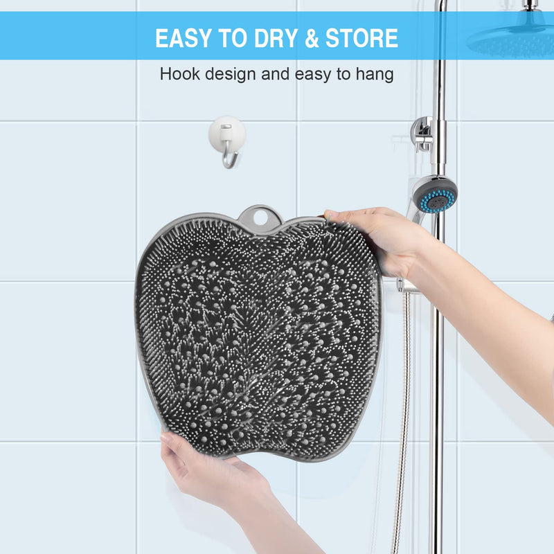 HONYIN Larger Shower Foot Scrubber, Foot Cleaner Massager Mat with Non-Slip Suction Cups - Cleans, Exfoliation, Massages Your Feet Without Bending, Foot Circulation & Relieve Tired Feet Gray - BeesActive Australia