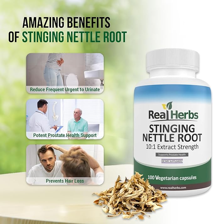 Real Herbs Stinging Nettle Root - 750mg - 100 Vegetarian Capsules - Made in the USA - Directly from Japan - BeesActive Australia