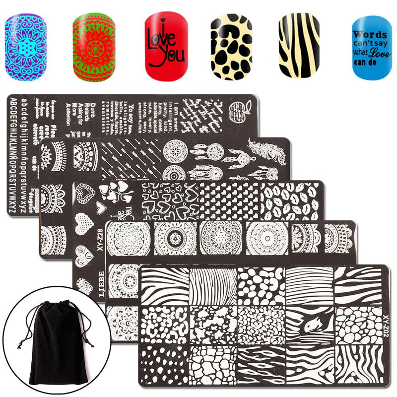 WOKOTO 4 Pcs Love Fashion Image Templates For Nail Art Stainless Steel Plates Stamping Plates Set For Valentine - BeesActive Australia