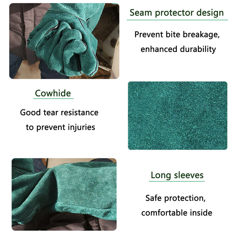 Animal Handling Gloves Bite With Hook Proof Reinforced Leather Padding Dog Cat Scratch Bird Falcon Protection Grabbing For Reptile Squirrel Snake Bite Lizard Boa Bbq 23inch - BeesActive Australia