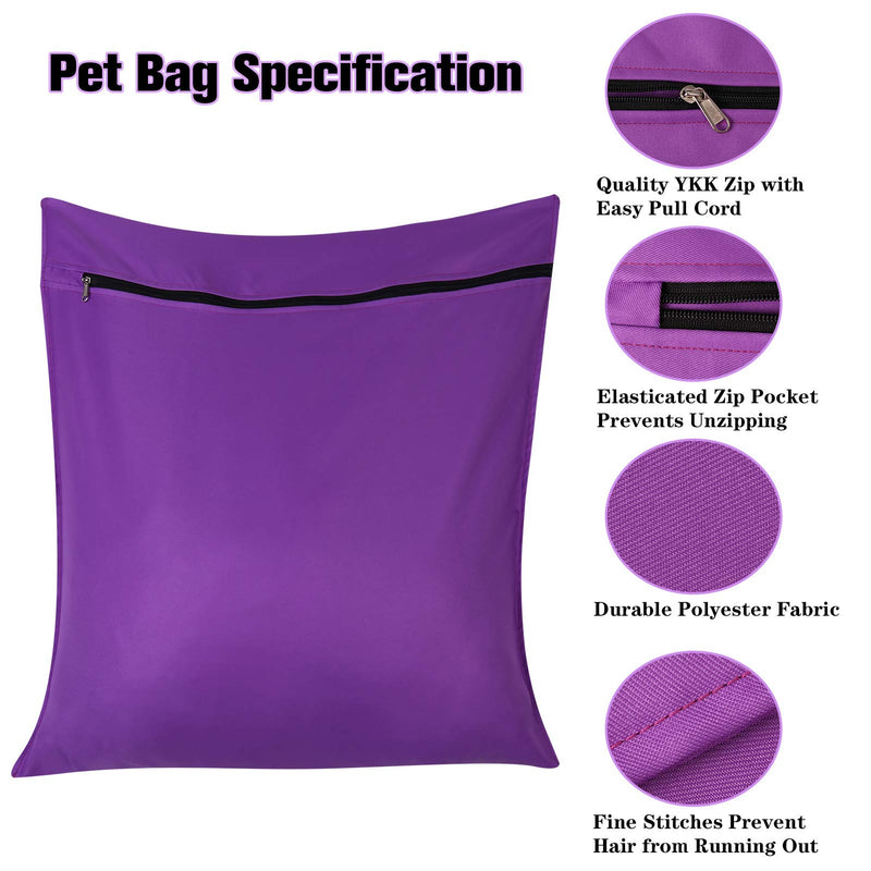 AUXSOUL 1 Pack Pet Laundry Bag, Stops Pet Hair Blocking The Washing Machine, Big Size Wash Bag Ideal for Dog Cat Horse, Hair Remover Safely, 25.8 27.8 (65 X 70cm) Purple - BeesActive Australia