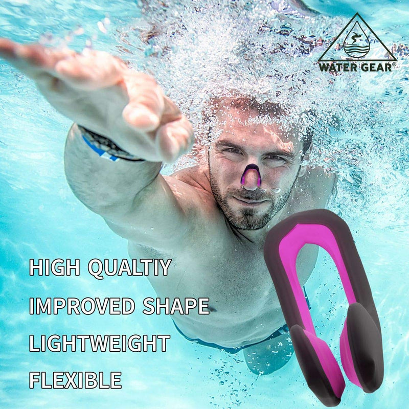 Water Gear Swim Nose Clip - Nose Plug for Swimming - Swimming Nose Clip for Adults Pink - BeesActive Australia