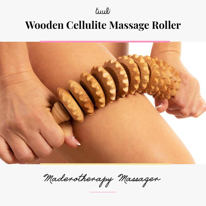 Tuuli Accessories Wooden Anti Cellulite Massage Flexi Massager Roller with Handle Maderotherapy Wood 40 cm - BeesActive Australia