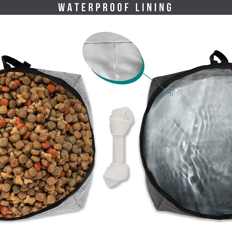 PetAmi Dog Food Travel Bag, Collapsible Dog Travel Bowls, Kibble Carrier for Dogs with Dog Water Bowls Kit, Pet Food Travel Container Storage for Camping, Hiking Gear Accessories Food Bag & Collapsible Bowls Heather Gray - BeesActive Australia