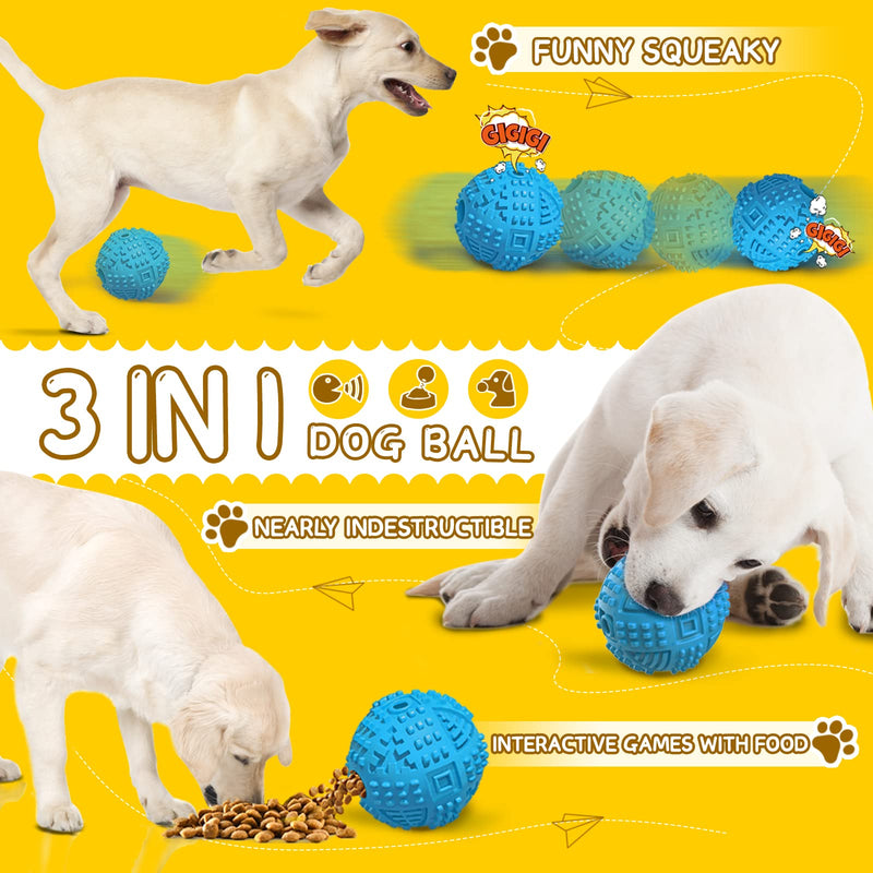 Dog Balls Treat Dispensing Dog Toys, Dog Toys for Aggressive Chewers Large Breed, Nearly Indestructible Squeaky Dog Chew Toys for Large Dogs, Natural Rubber Dog Puzzle Toys, Tough IQ Dog Treat Balls BALL-Blue - BeesActive Australia