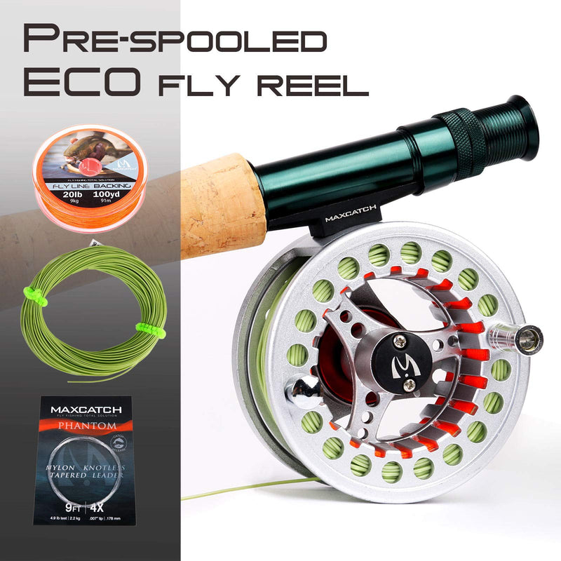 Maxcatch ECO Pre-Loaded Fly Fishing Reel Silver 3/4wt & Fly Line Combo WF3F Orange - BeesActive Australia