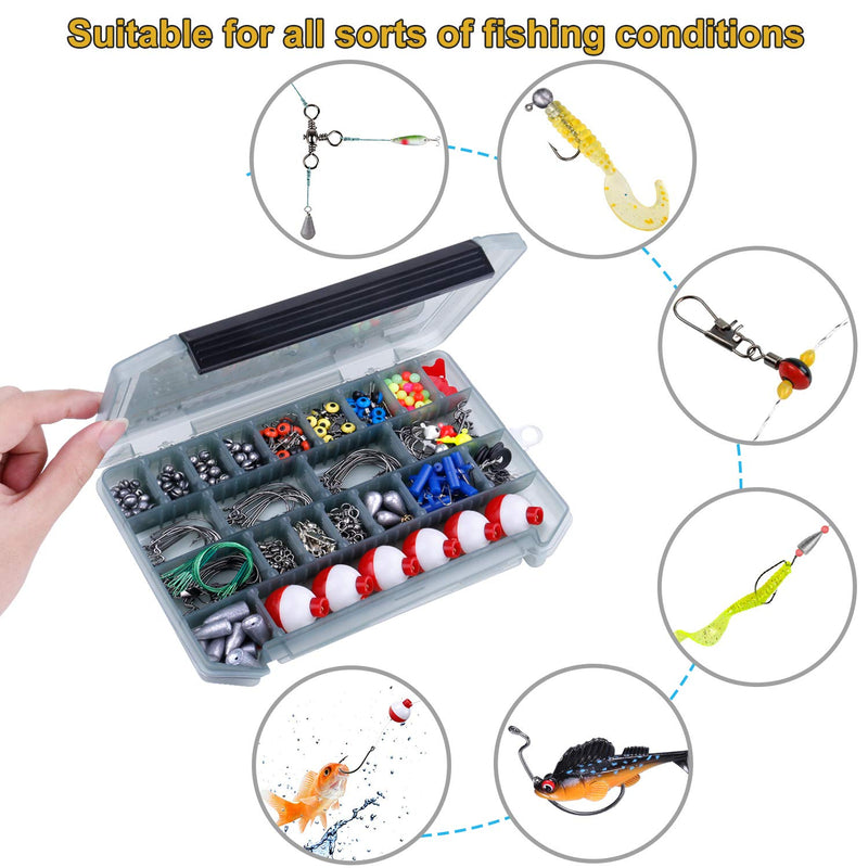 TOPFORT 187/230pcs Fishing Accessories Kit, Including Jig Hooks, Bullet Bass Casting Sinker Weights, Fishing Swivels Snaps, Sinker Slides, Fishing Set with Tackle Box 228pcs Fishing Accessories Kit - BeesActive Australia