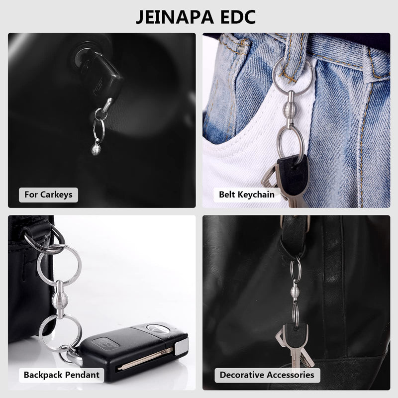 JEINAPA 316L Stainless Steel Quick Release Keychain, Pull Apart Detachable Double-End Swivel Keychain Heavy Duty Car Key Holder with 2 Key Rings (Grenade-Shape) - BeesActive Australia