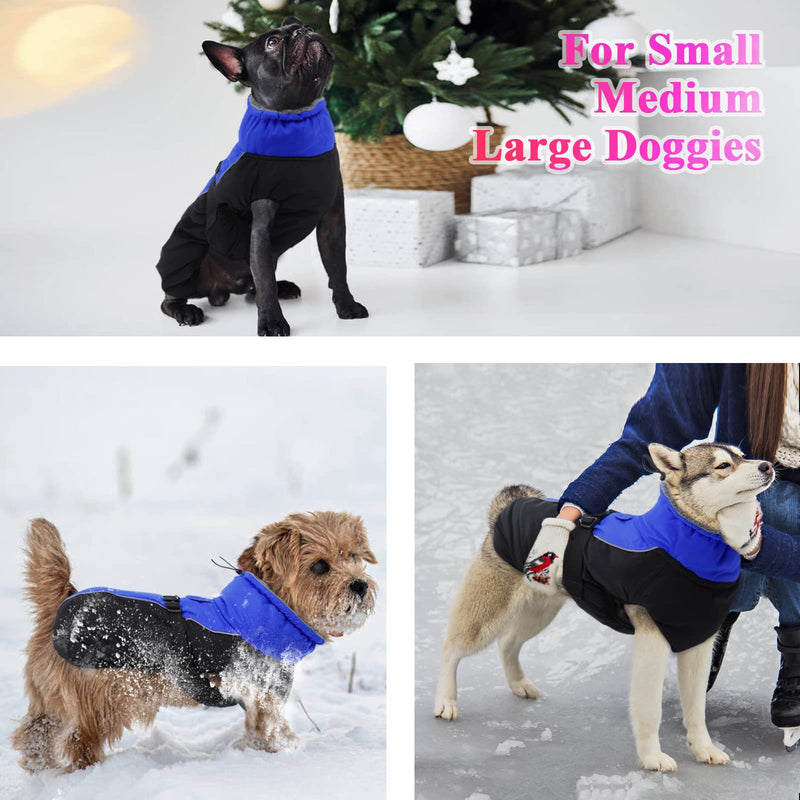 IECOii Extra Warm Dog Coat Reflective Adjustable Dog Jacket Dog Winter Coat with Buckle Fleece Turtleneck Dog Jacket for Cold Weather Soft Winter Coat for Small Medium Extra Large Dogs X-Large Blue - BeesActive Australia