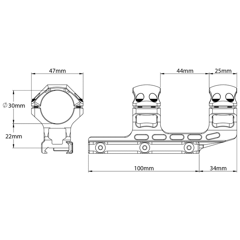 UTG Leapers AIR32234 Inc Accu-Sync Offset Picatinny Rings, 30mm High Profile, 34mm, Matte Black - BeesActive Australia