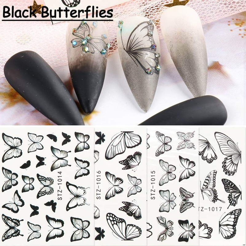 30PCS Butterfly Nail Art Decals Stickers Colorful Butterflies For Nails Butterfly Design Nail Foil Water Transfer Romantic French Painting Nail Butterflies Flower Sticker For Acrylic Nails Design Kit - BeesActive Australia