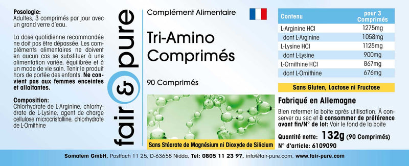 Fair & Pure® - Amino Acid Tablets - arginine, ornithine and lysine - Vegan - 90 Tablets - BeesActive Australia